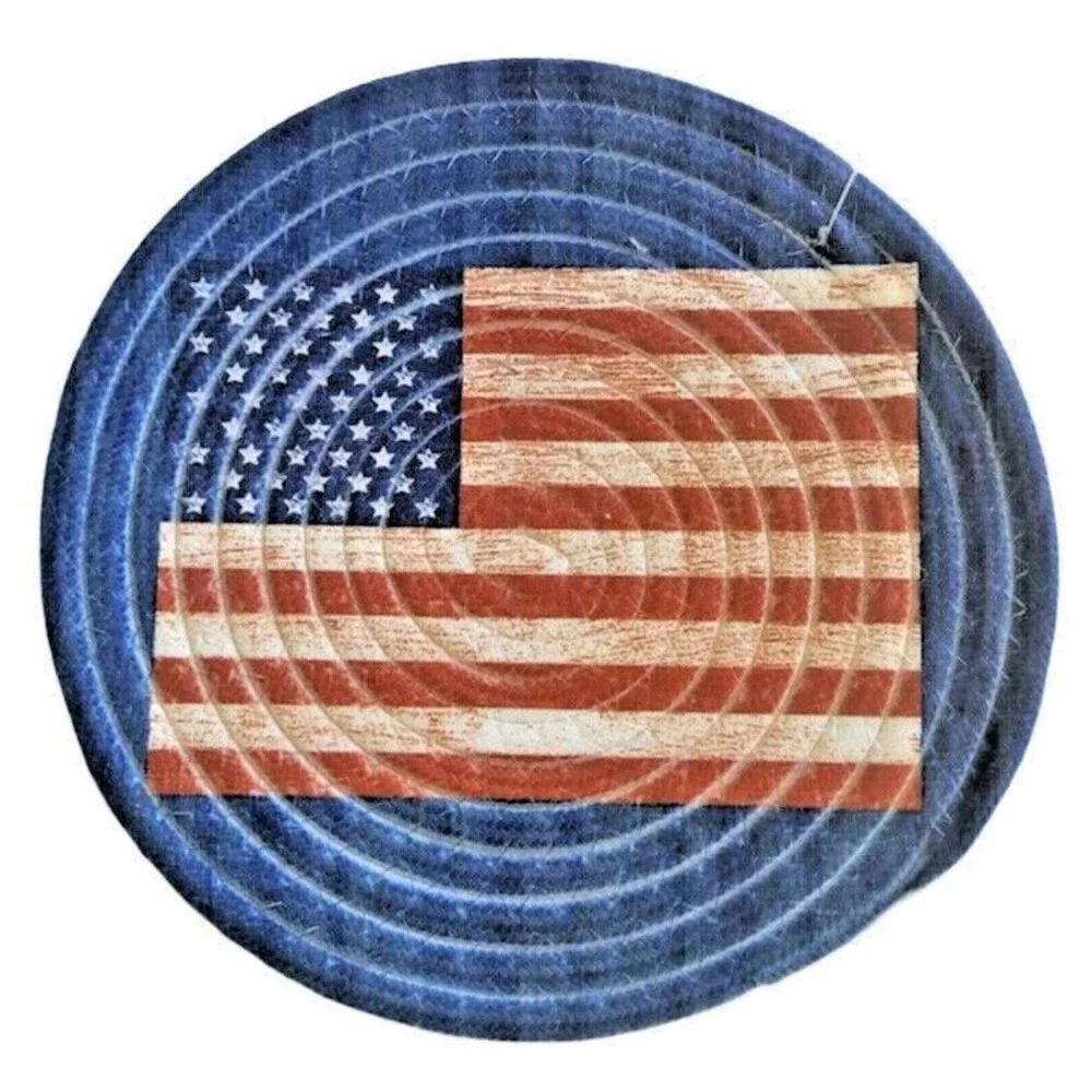 Trivet Hot Pad USA Flag Patriotic July 4th Braided Heat Resistant Beach 9